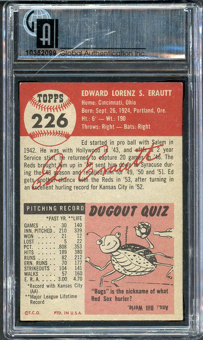 1953 Topps Baseball #226 Ed Erautt Reds GAI 5.5 EX+ 567219