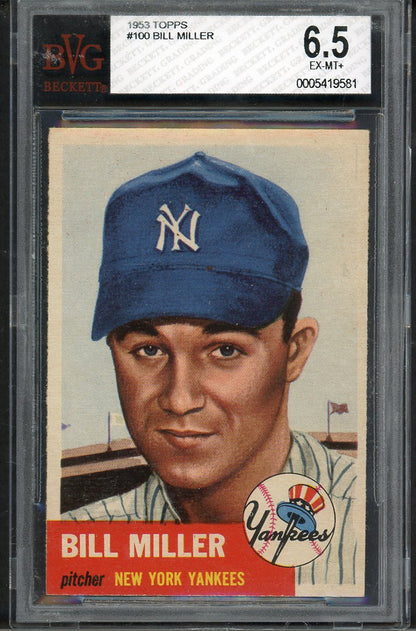 1953 Topps Baseball #100 Bill Miller Yankees BVG 6.5 EX-MT+ 567221