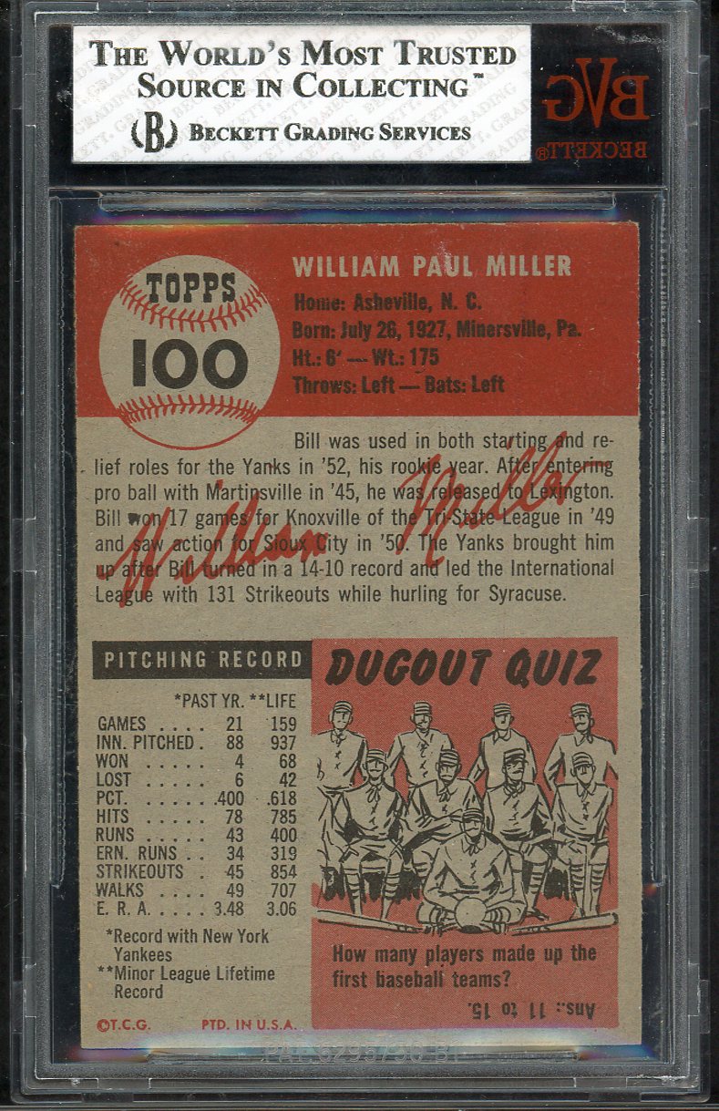 1953 Topps Baseball #100 Bill Miller Yankees BVG 6.5 EX-MT+ 567221