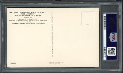 Yellow HOF Plaque Postcard Mickey Mantle Yankees PSA/DNA Auth 567222