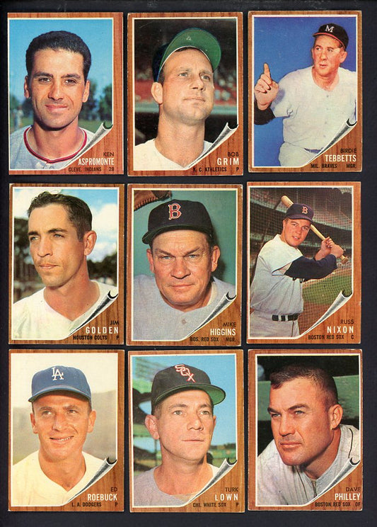1962 Topps High Number Set Lot 22 Diff VG-EX Grim Tebbetts 567232