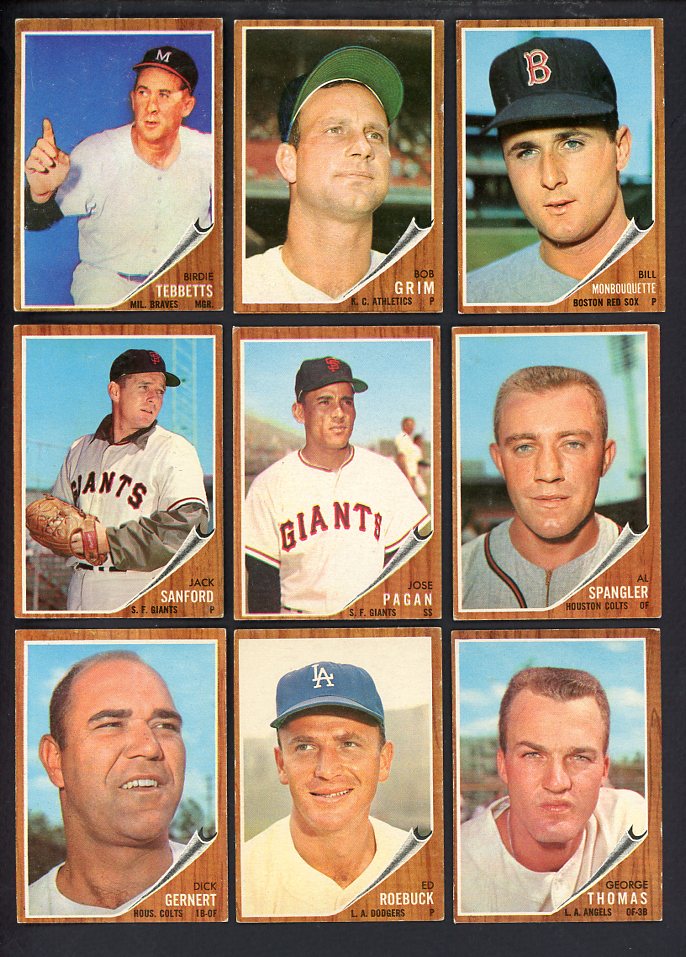 1962 Topps High Number Set Lot 11 Diff EX Grim Tebbetts 567235