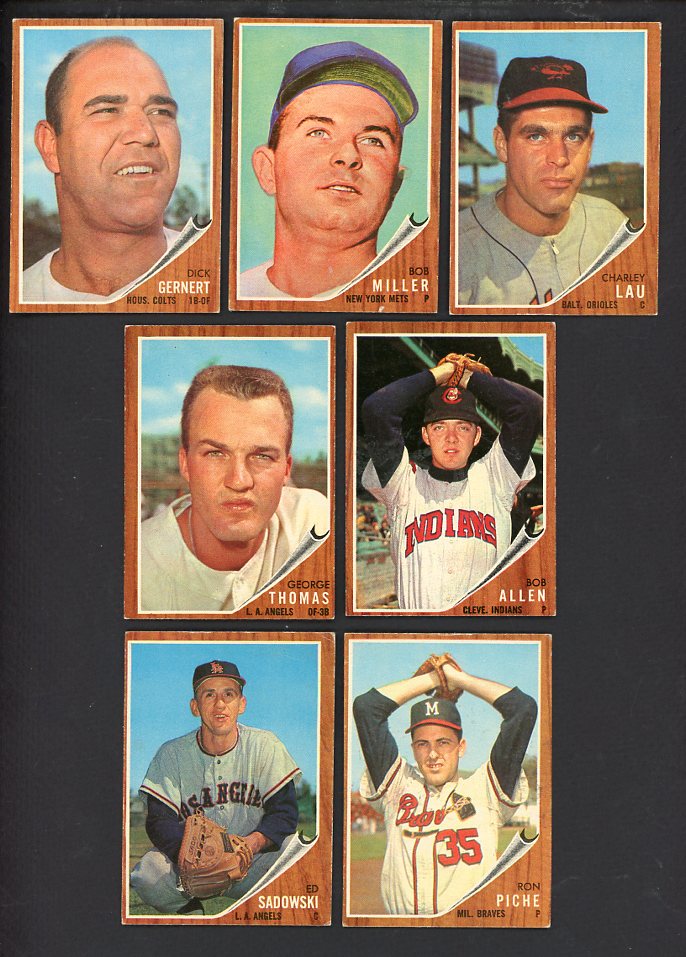 1962 Topps High Number Set Lot 7 Diff EX Miller Lau Thomas 567237