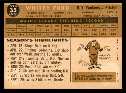 1960 Topps Baseball #035 Whitey Ford Yankees EX-MT 567271