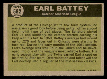 1961 Topps Baseball #582 Earl Battey A.S. Twins EX-MT 567273