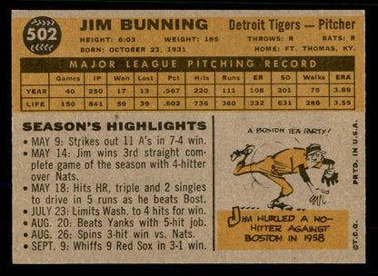 1960 Topps Baseball #502 Jim Bunning Tigers EX-MT 567275