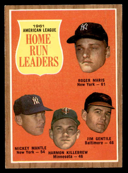 1962 Topps Baseball #053 A.L. Home Run Leaders Mickey Mantle EX-MT 567291