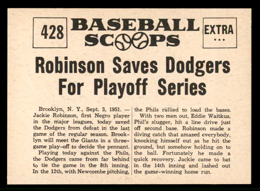 1961 Nu Card Scoops #428 Jackie Robinson Dodgers EX-MT 567296