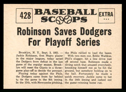 1961 Nu Card Scoops #428 Jackie Robinson Dodgers EX-MT 567296