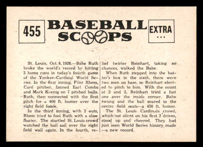 1961 Nu Card Scoops #455 Babe Ruth Yankees NR-MT 567299