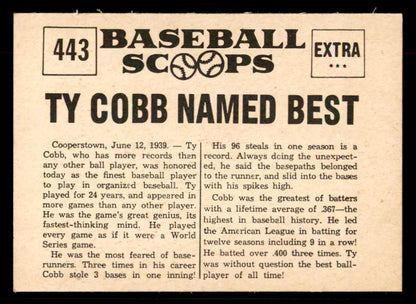 1961 Nu Card Scoops #443 Ty Cobb Tigers NR-MT 567300