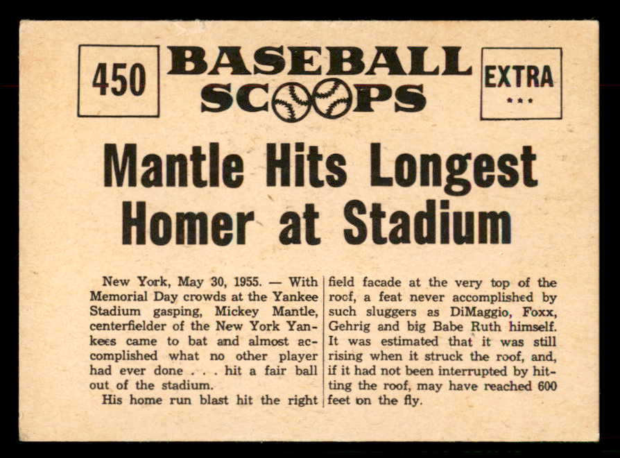 1961 Nu Card Scoops #450 Mickey Mantle Yankees EX+/EX-MT 567301