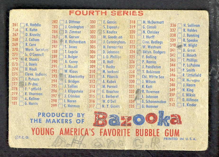 1957 Topps Baseball Checklist 3/4 Low Grade marked 567304