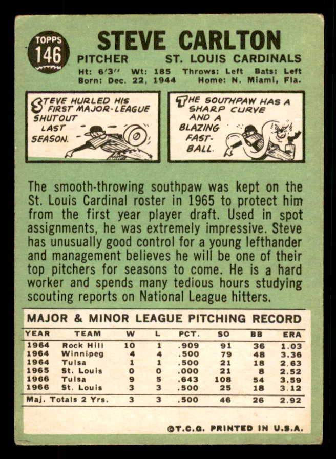 1967 Topps Baseball #146 Steve Carlton Cardinals VG 567321