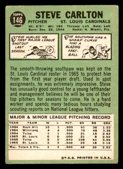 1967 Topps Baseball #146 Steve Carlton Cardinals VG 567321