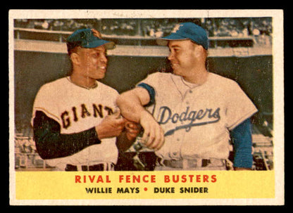 1958 Topps Baseball #436 Willie Mays Duke Snider EX-MT 567352