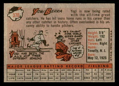1958 Topps Baseball #370 Yogi Berra Yankees EX-MT 567354