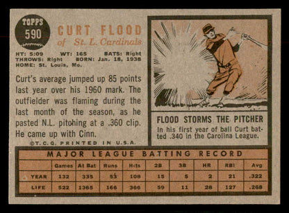 1962 Topps Baseball #590 Curt Flood Cardinals EX-MT 567361