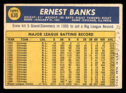 1970 Topps Baseball #630 Ernie Banks Cubs VG-EX 567363