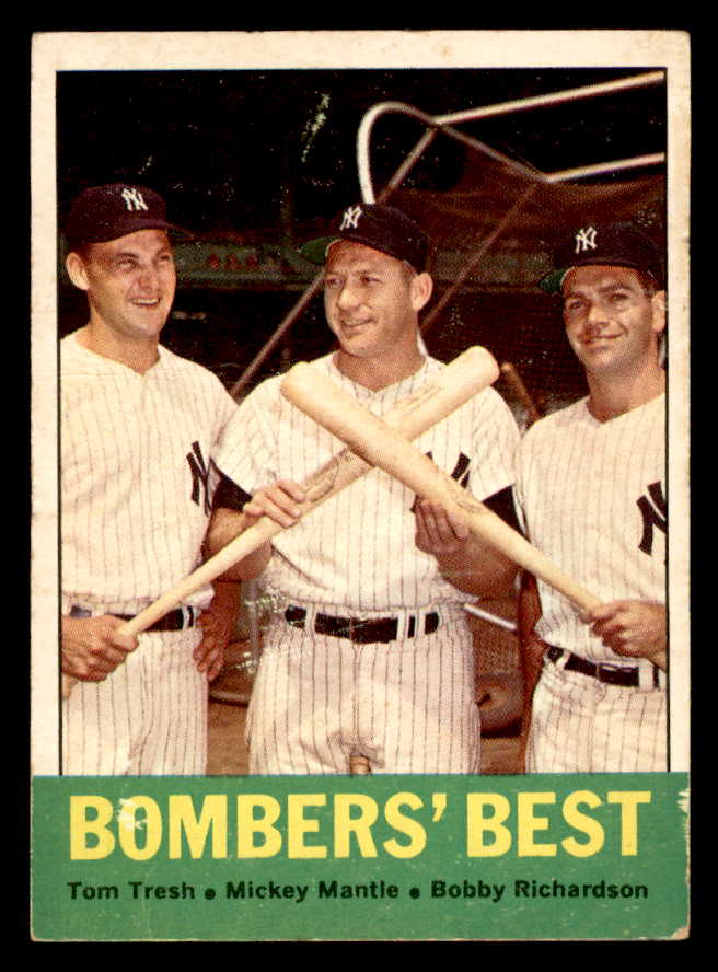 1963 Topps Baseball #173 Mickey Mantle Bobby Richardson VG-EX 567371