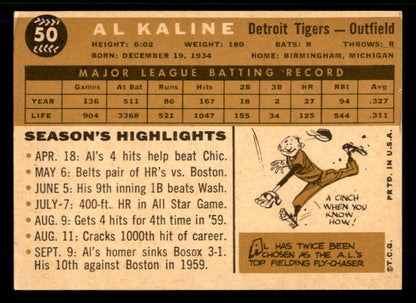 1960 Topps Baseball #050 Al Kaline Tigers VG-EX 567377