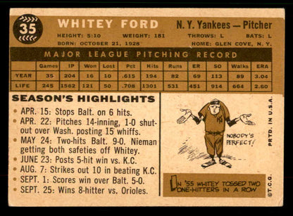 1960 Topps Baseball #035 Whitey Ford Yankees VG-EX 567380
