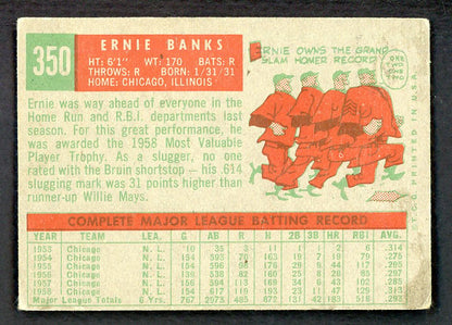 1959 Topps Baseball #350 Ernie Banks Cubs VG 567384