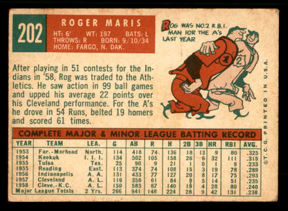 1959 Topps Baseball #202 Roger Maris A's VG-EX 567386