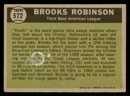 1961 Topps Baseball #572 Brooks Robinson A.S. Orioles VG 567392