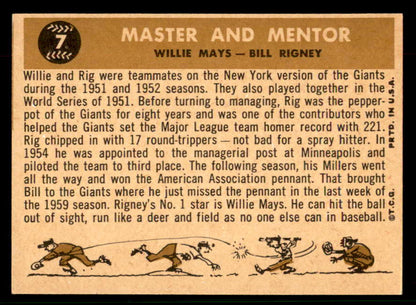 1960 Topps Baseball #007 Willie Mays Bill Rigney EX-MT 567412