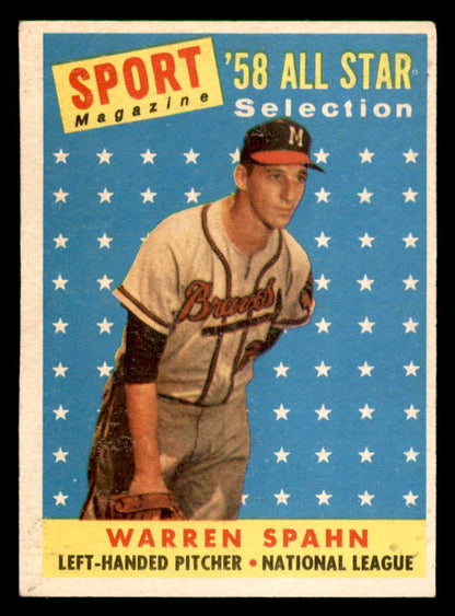 1958 Topps Baseball #494 Warren Spahn A.S. Braves EX 567421