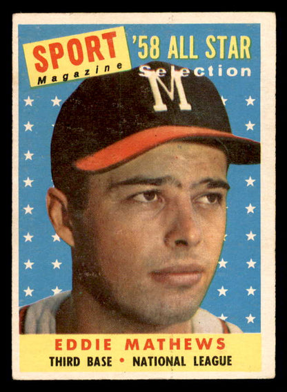 1958 Topps Baseball #480 Eddie Mathews A.S. Braves EX 567422