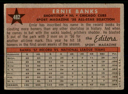 1958 Topps Baseball #482 Ernie Banks A.S. Cubs VG-EX 567423