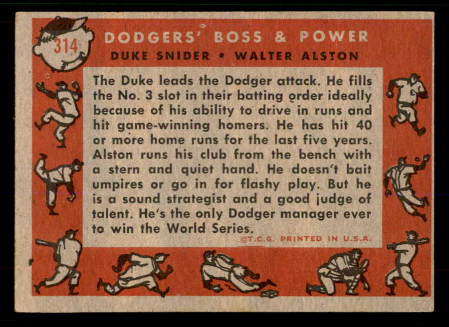 1958 Topps Baseball #314 Duke Snider Walter Alston VG-EX 567425