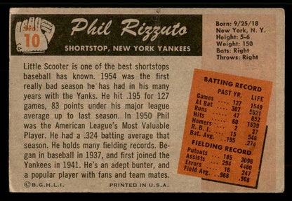 1955 Bowman Baseball #010 Phil Rizzuto Yankees VG 567435