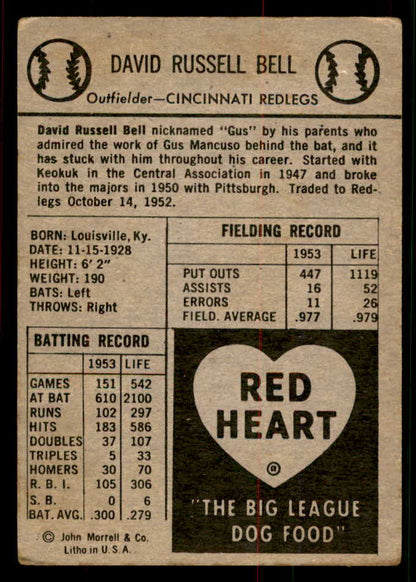 1954 Red Heart Gus Bell Reds VG 567446