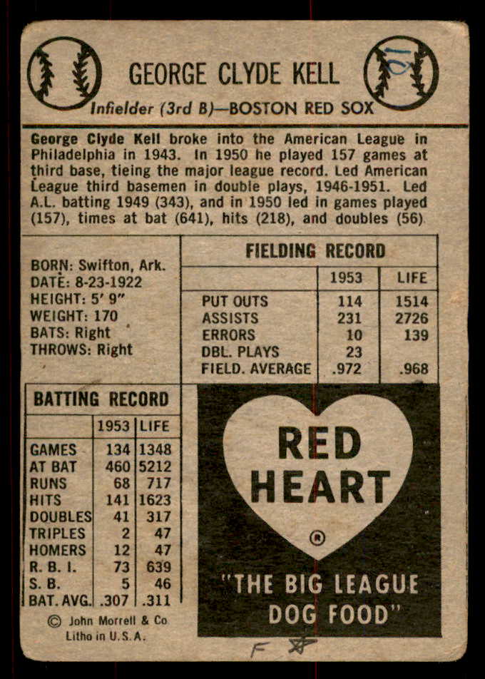 1954 Red Heart George Kell Red Sox VG 567452