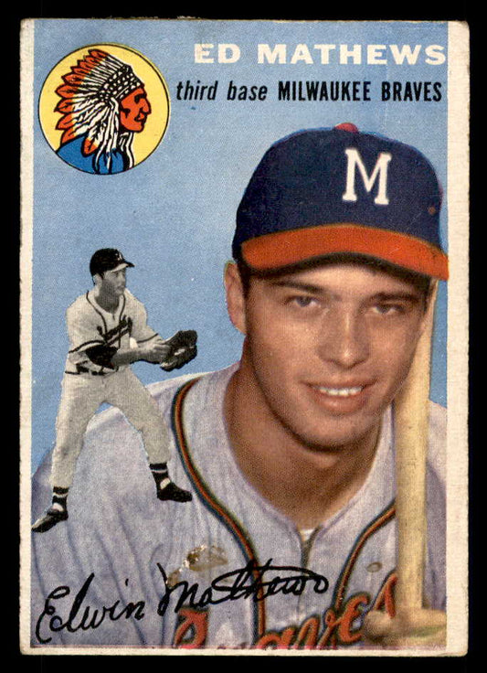 1954 Topps Baseball #030 Eddie Mathews Braves FR-GD 567456