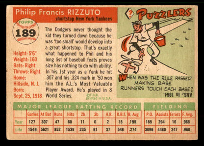 1955 Topps Baseball #189 Phil Rizzuto Yankees VG 567462