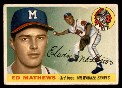 1955 Topps Baseball #155 Eddie Mathews Braves VG 567464