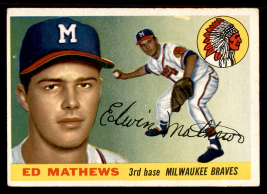 1955 Topps Baseball #155 Eddie Mathews Braves VG-EX 567465