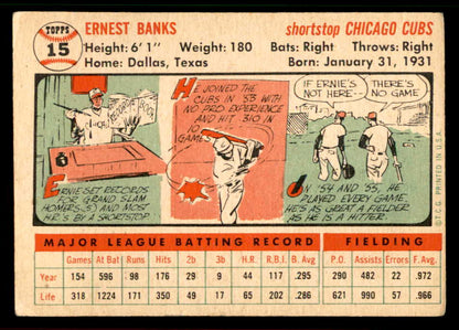 1956 Topps Baseball #015 Ernie Banks Cubs VG White 567467