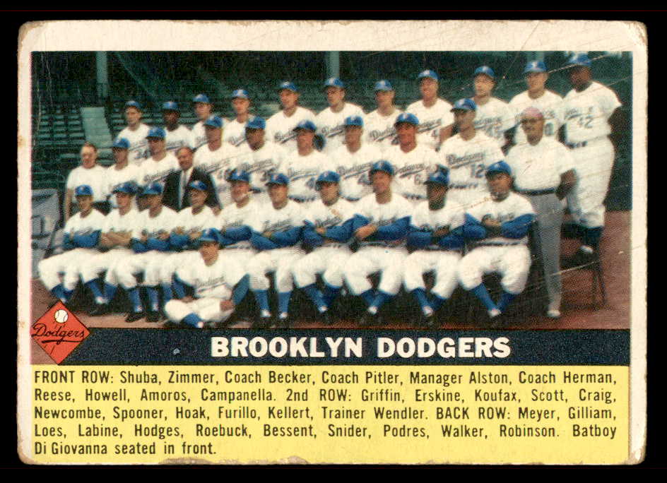 1956 Topps Baseball #166 Brooklyn Dodgers Team VG White 567469