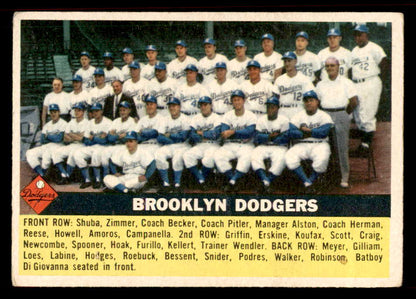 1956 Topps Baseball #166 Brooklyn Dodgers Team VG-EX Gray 567471