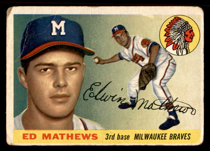 1955 Topps Baseball #155 Eddie Mathews Braves Good 567475