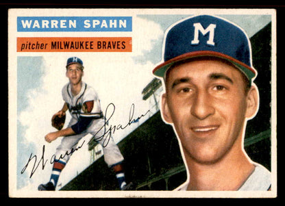 1956 Topps Baseball #010 Warren Spahn Braves EX+ White 567478