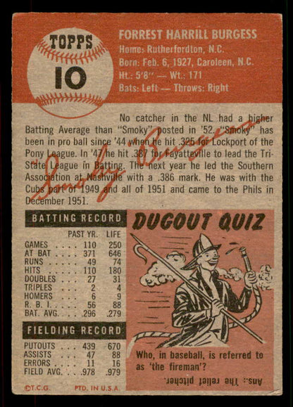 1953 Topps Baseball #010 Smoky Burgess Phillies VG-EX 567486
