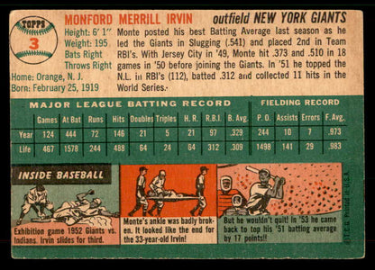 1954 Topps Baseball #003 Monte Irvin Giants VG-EX 567491