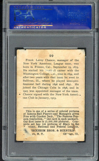 1914 Cracker Jack #099 Frank Chance Yankees PSA 1 PR-FR mk 567523