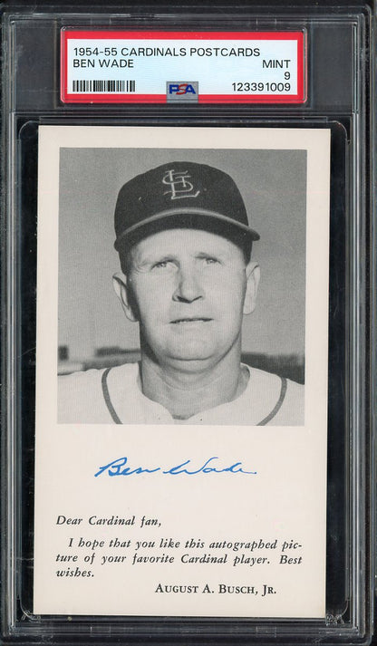 1954-55 Cardinals Postcards Ben Wade PSA 9 MINT 567548